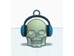 Skeleton with headphones keychain