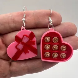 Valentine's Day Heart Box with Bow and Chocolates Earrings — 3D Print Digital File STL and 3MF