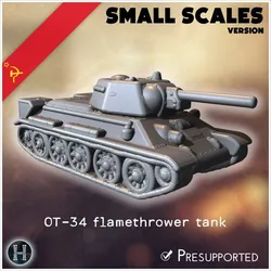 OT-34 flamethrower tank (small scales version) - Soviet army WW2 Second World East front Ostfront RPG Mini Hobby