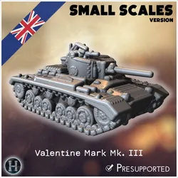 Valentine Mark Mk. III infantry tank (small scales version) - UK United WW2 Kingdom British England Army Western Front Normandy Africa Bulge WWII D-Day