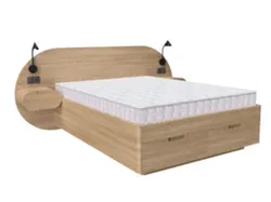 Bed Кровать с изголовьем и подвесными тумбами