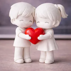 Cute Couple Holding One Heart – Minimal Love Sculpture | 3D Printed PLA Decor | STL File