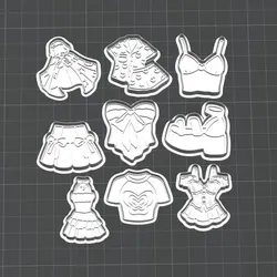 Cute Fashion Clothes Cookie Cutter Set STL | Dress, Skirt, Top, Corset, Shoes & T-Shirt | 2 Inch Baking Cutter & Stamp