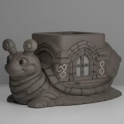 Cute Snail House Planter STL File for 3D Printing Fantasy Decor