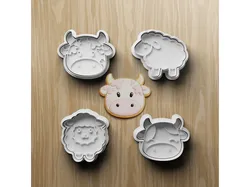 Farm Animal Cookie Cutter STL Bundle | Cow Sheep Fondant Cutter Set | 3D Printable