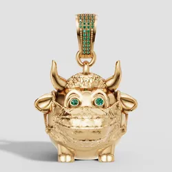 Golden Lucky Bull Charm Pendant