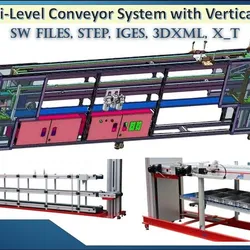 Multi-Level Conveyor System with Vertical Lift 3D CAD Model - Automated Vertical Buffer & Container Handling System