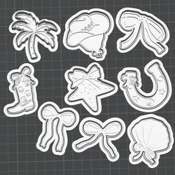 Summer Beach Cookie Cutter STL Set – Tropical Shell Starfish Bow Palm 3D Print Cookie Cutters