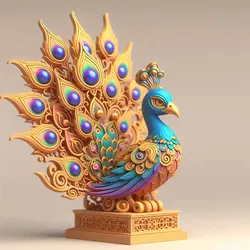 3222 Colorful 3D Model of a Peacock on Base, totem, pug, dachshund, poodle, rooster, dog, dogue, beagle, peacock, lion, fox, bull terrier, pomeranian, galgo, wolf, doberman pinscher, newfoundland, decorative, crocodile, STL
