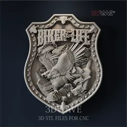 Biker's eagle 3d stl files for CNC