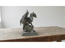 Dragon on Ruined Castle Diorama Sculpture | 3D Printing STL Model Files