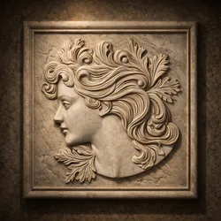 Eterna Flora – Art Nouveau Woman Bas-Relief (Multicolor Stone)