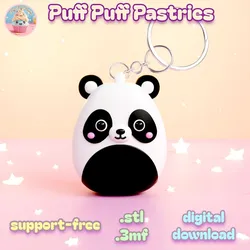 Squishmallow Panda Kawaii Keychain - Support-Free .STL .3MF