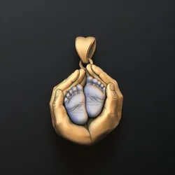 Baby Foot in Hands Pendant v2 3D print model 3D Print Model in Pendants 640302