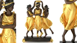 Bronze figurine three girls gold dresses classic decor set