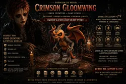 CRIMSON GLOOMWING Premium Dark Fantasy Creature Accessory
