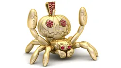 Halloween Spider Pumpkin Pendant 3D Print Model in Pendants 640093