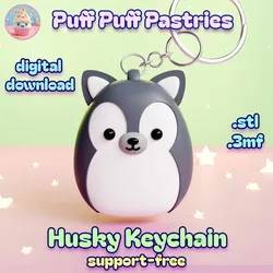 Kawaii Husky Dog Keychain - Support-Free .STL .3MF