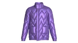 Men Metallic Violet Puffer Jacket