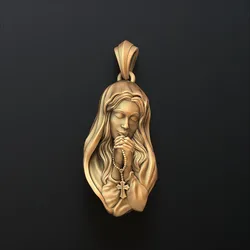 Praying Holy Mary With Rosary Beads Pendant 3D print model 3D Print Model in Pendants 640574
