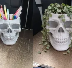Skull Pen Holder by Day, Plant Pot by Night