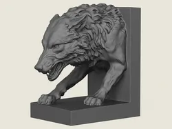 Wild Wolf Bookend 3D Print Model in Decor 639822