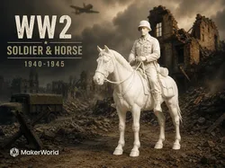 WW2 Mounted Soldier & Horse – Diorama Figure Set - Free 3D Print Model
