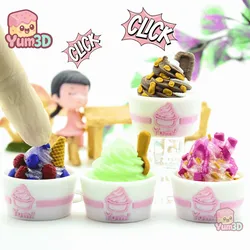 🍦 Yum3D Frozen Yogurt Set of Clicker Keychains - Cute Backpack Keychain