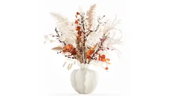 Autumn bouquet dried branches pampas holly flowers vase decor