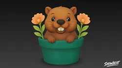 Beaver in Flower Pot