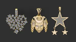Diamond Cluster Heart Pendant Collection 3D Print Model in Pendants 610179