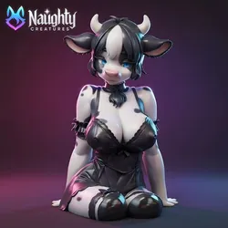 FURRY COW - Massive Tits in Glossy Latex Dress NSFW
