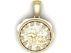 Gold Flower Pendant with Dolphin 3D Printable Model 3D Print Model in Pendants 608617