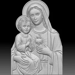 Mary and Baby Jesus Relief 3D print model
