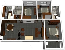 Three-bedroom interior design plan for the whole house