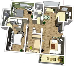 Three-bedroom layout home design plan