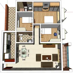 Three-bedroom overall apartment design plan