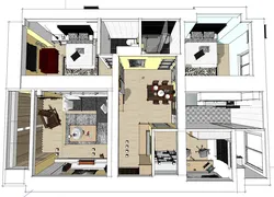 Whole house three-bedroom home design environment