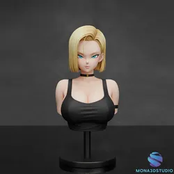 Android 18 Bust 3D STL - Dragonball Figure 3D Print Model in Toys 612331