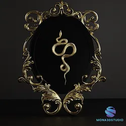Baroque Ornamental Frame with Snake - Home Decor 20cm - 40cm 3D Print Model in Decor 611406
