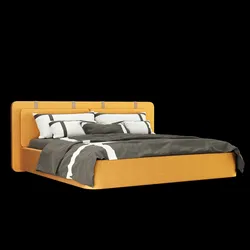 Bed with pillows and blanket 002