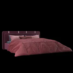 Bed with pillows and blanket 004