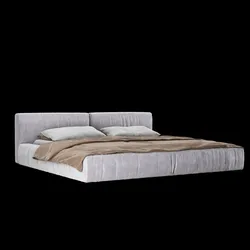 Bed with pillows and blanket 012