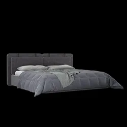 Bed with pillows and blanket 016