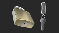 Brass Padlock with Key Keychain
