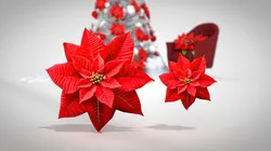 Christmas Red Flowers Pouf and Pillow