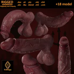 Devil Monster Penis Lowpoly and Highpoly