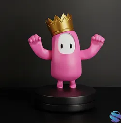 Fall Guys Victory Pose with Crown Pre-Supported STL Files Free 3D Print Model in Toys 611632