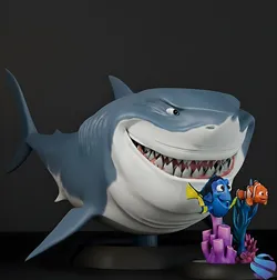 Fish are Friends Not Food - Bruce Marlin and Dory Diorama STL Pre-Supported 3D Print Model in Toys 611386
