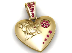 Gold Floral Heart Pendant 3D Printable Model 3D Print Model in Pendants 611257